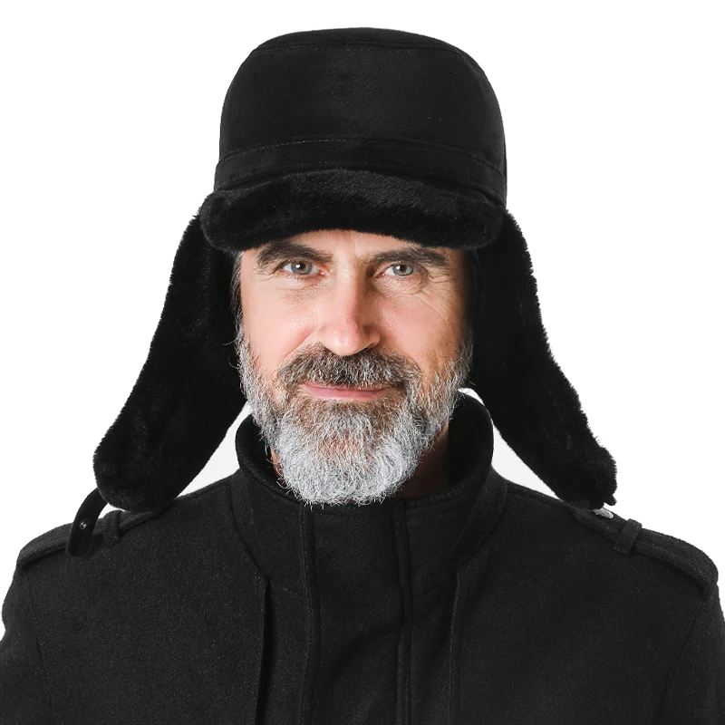 

Hat Middle-aged and Elderly Men's Fall/winter Lei Feng Hat Outdoor Plus Velvet Warm Hat Ski Cold-proof Ear Cap