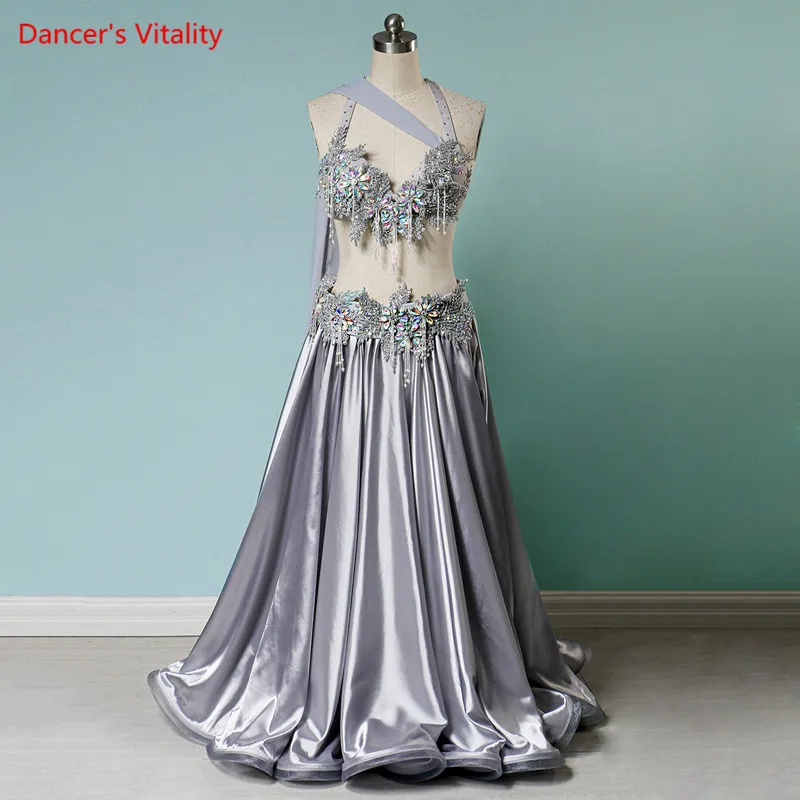 Костюм для танца живота полностью бюстгальтер с бриллиантами атласная большая