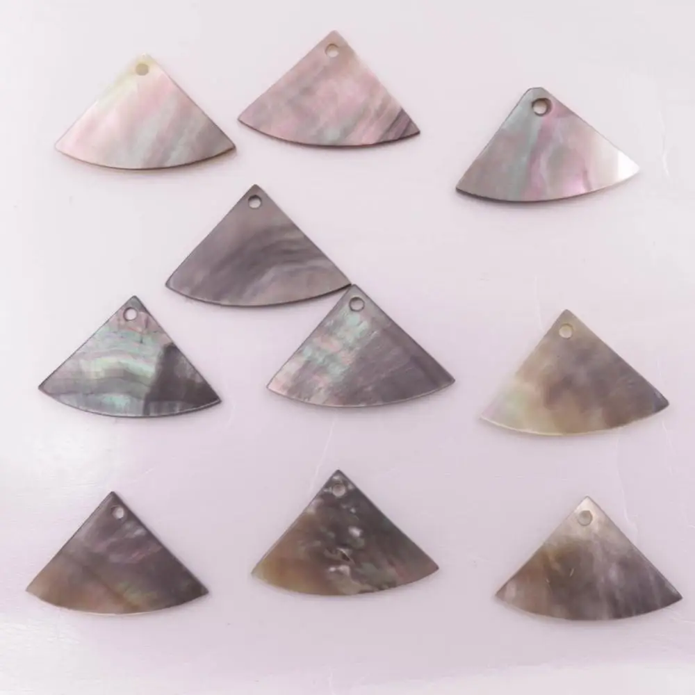 

10PCS Natural Black Mother of Pearl Shell Fan Earring Pendants 25mm/0.98“