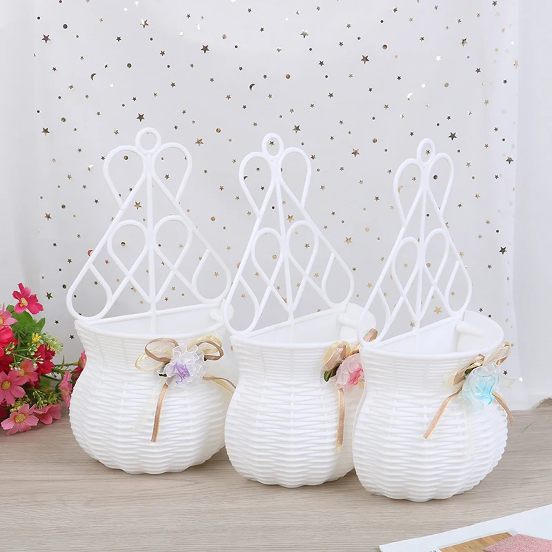 Искусственная Цветочная висячая корзина ваза из ротанга стене висит небольшой