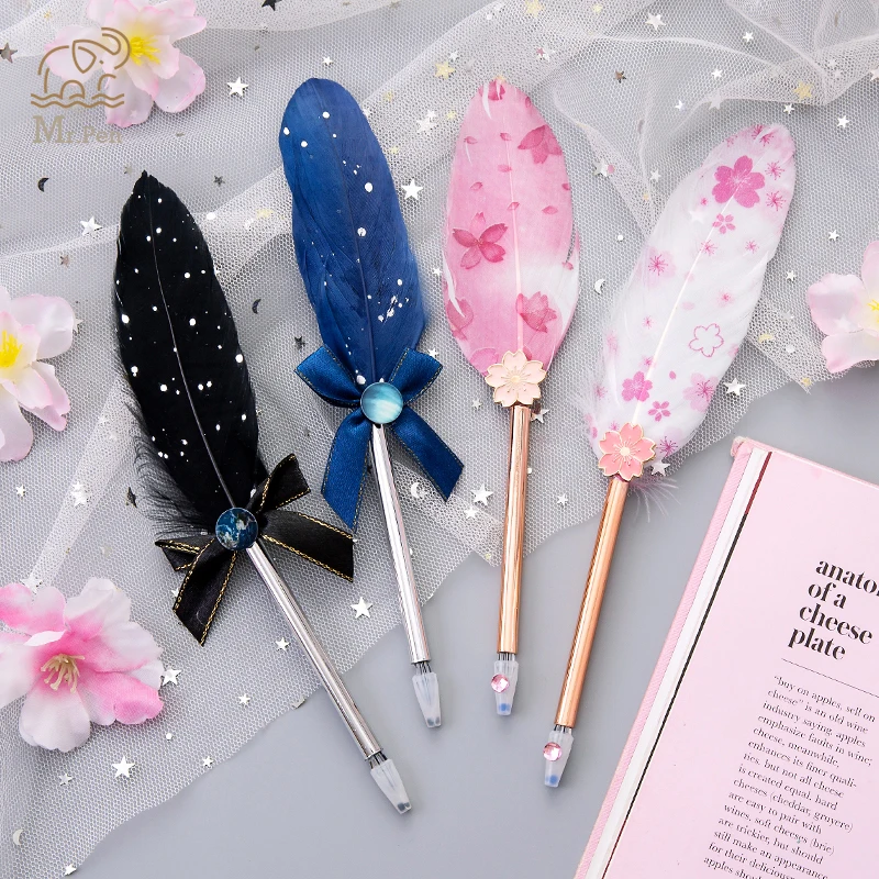 4 шт. гелевые ручки звездное небо креативные вишневые цветы перо кавайные