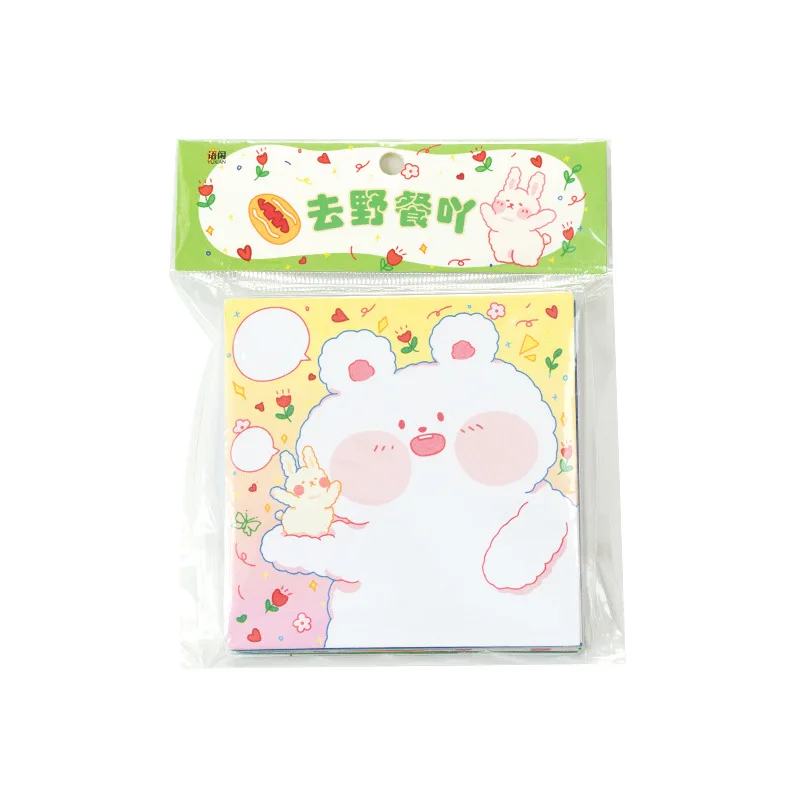 

Kawaii cute note paper Nini bear hand-painted cute portable hand account tearable message paper cute memo material