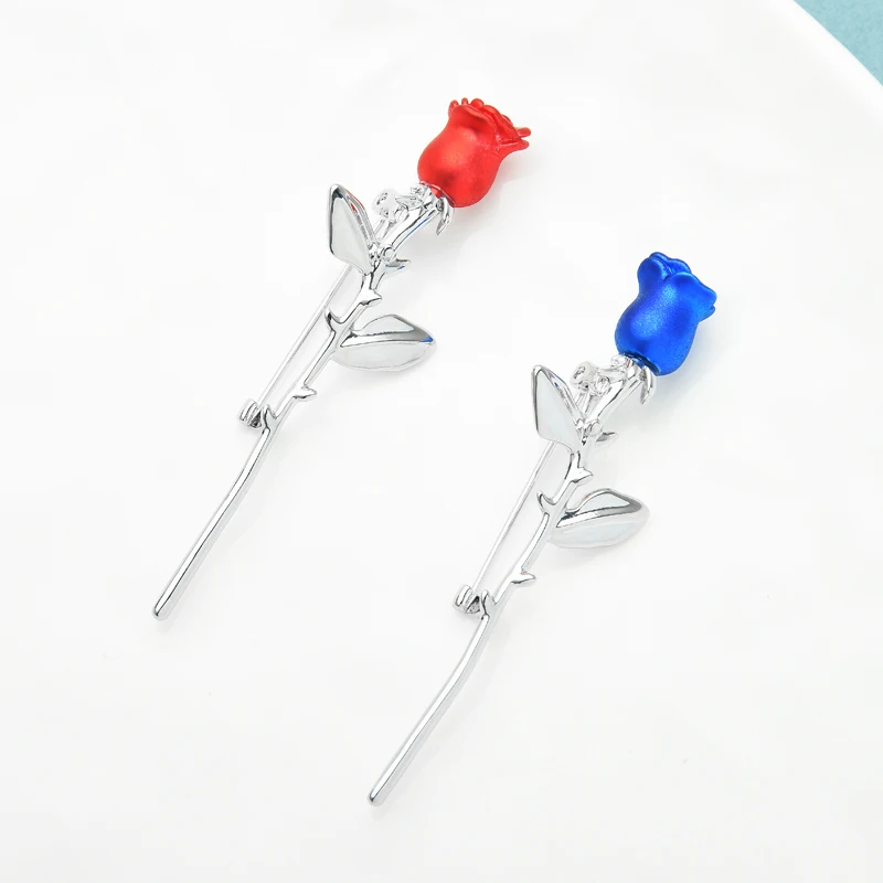 

Wuli&baby Beauty Rose Flower Brooches For Women Unisex Red Blue Painting Rose Party Office Brooch Pins Gifts