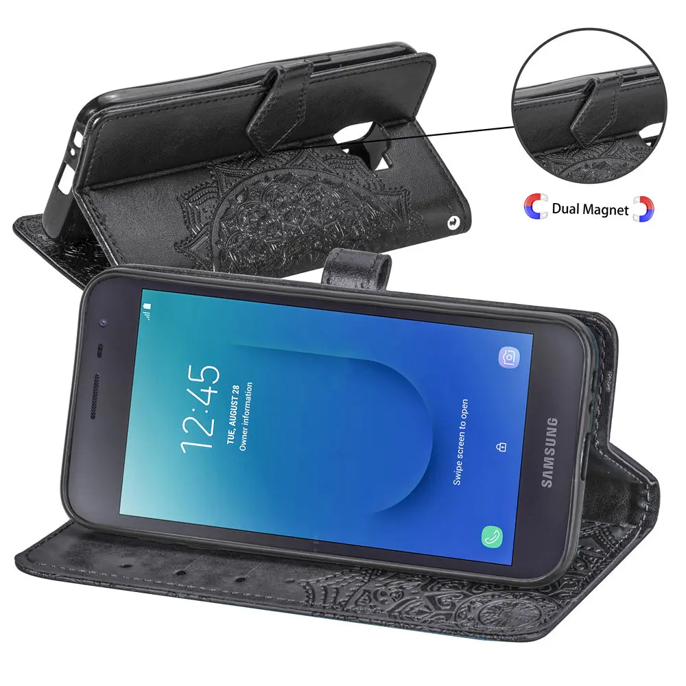 Кожаный чехол-кошелек Datura для Samsung Galaxy J2 Core J4 Prime J3 Pro J5 2017 J6 Plus J7 J8 2018 J330 J530 J730 |