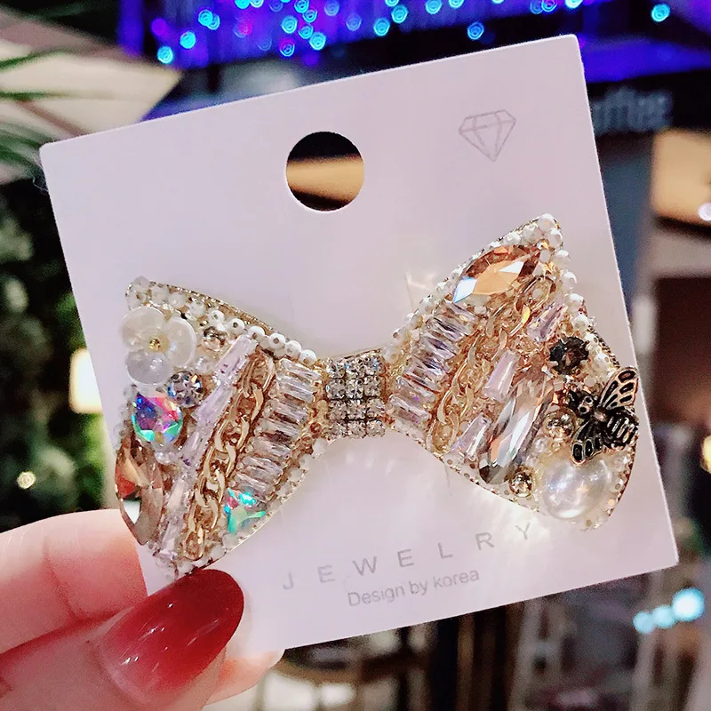 

2021 new baroque bowknot hairpin fashion web celebrity duckbill metal bee duckbill clip to restoring ancient ways