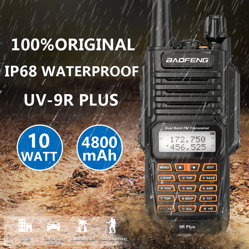 BAOFENG UV 9R Plus 10W Power IP68 Водонепроницаемая Пыленепроницаемая рация дальнего радиуса