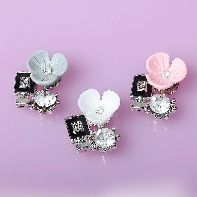 

10pc 14*17MM Silver Color Crystal Resin Flower Charm Enamel Pendant for DIY Jewelry Handmade Wedding Jewelry Making Wholesale