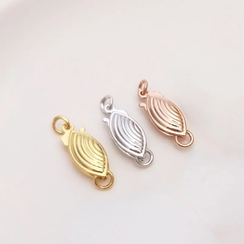 

925 Sterling Silver 18K Golden Horse Eye Pearl Fish Hook Buckle Handmade Diy Necklace Jewelry Accessories
