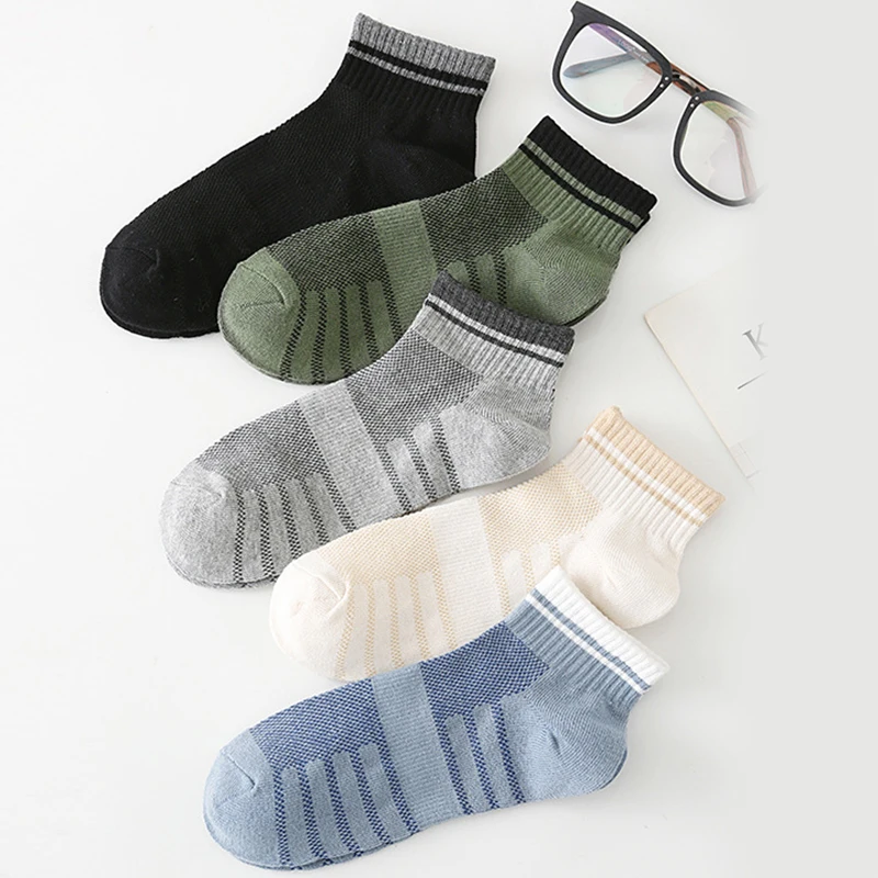 

Summer Short Ankle Socks Men Mesh Breathable Stocking Cotton Comfortable Socks One Size Stripe Floral Stocking High Quality