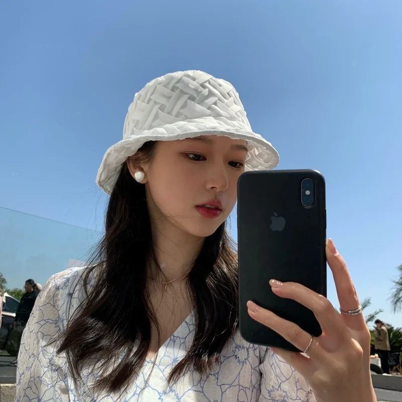 

Travel Foldable Seaside Straw Hat Korean College Style Hat Sun Protection Beach Sun Hat Female Versatile Fisherman Basin Hat