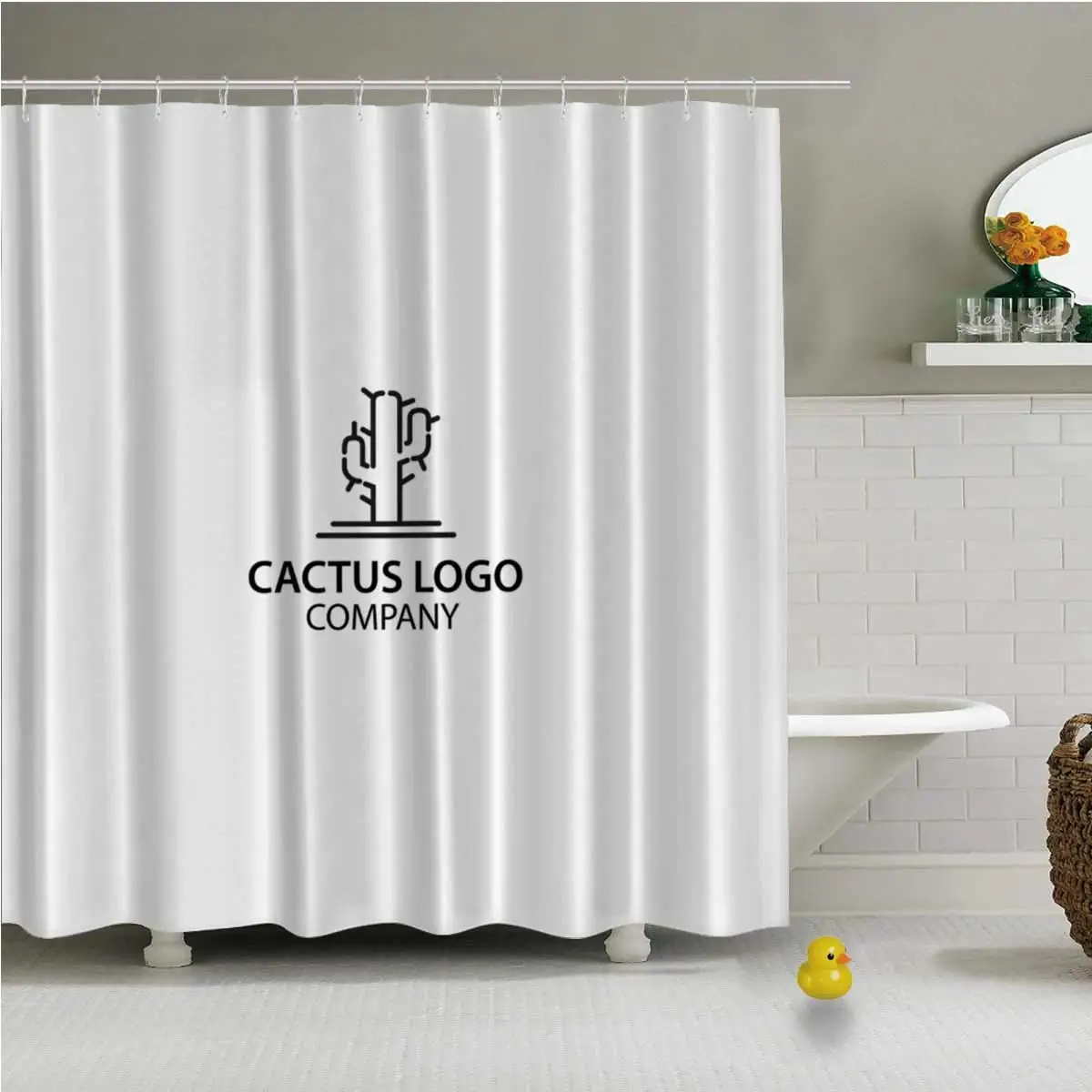 Минималистичный дизайн с логотипом кактуса вдохновение векторная занавеска для