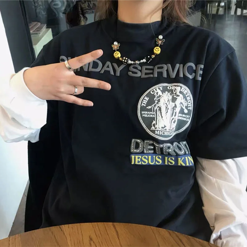 

21ss Cpfm Kanye Jesus Is King High Quality 1:1 Large Print Foam Short Sleeve