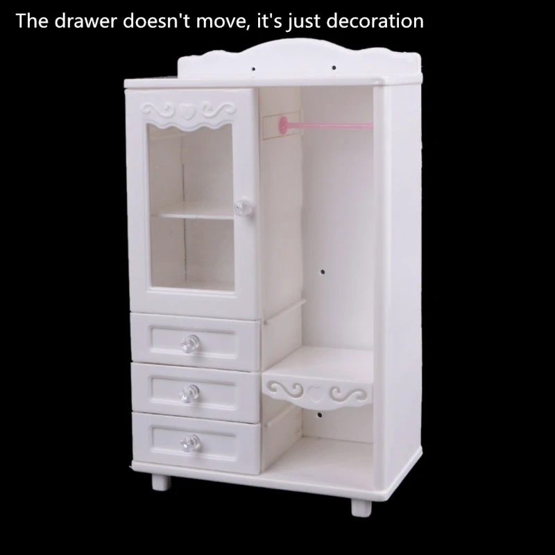 

New Luxury White Wardrobe Closet Accessories Furniture Girls Gift For Babie Doll 54DF
