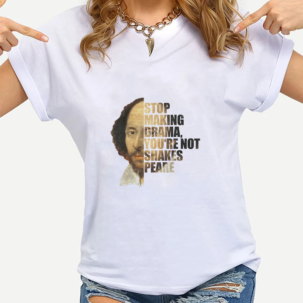 

90s Harajuku T-shirt Women Summer Vintage Shakespeare Printed Aesthetic Grunge Tshirt Loose Casual Female Top Stop Making Drama
