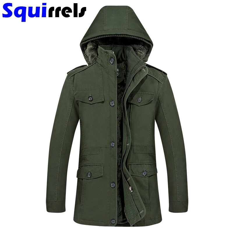 Зимняя мужская одежда куртка с капюшоном бархатная плотная ветрозащитная из