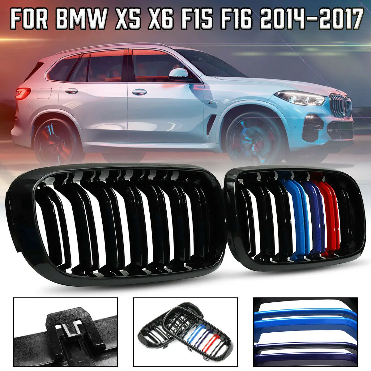 На передний бампер для автомобильного стайлинга решетка двойная 2 планка ноздри