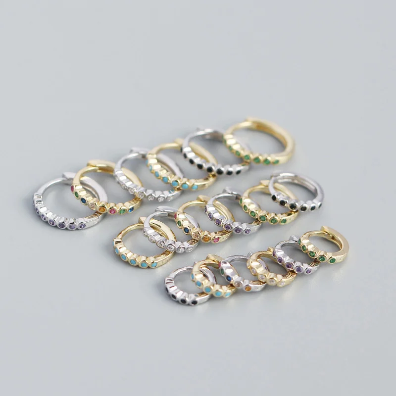 

925 Sterling Silver Geometric Diamond Hoops Earrings Deign For Women's Minimalist Earing Punk Statement Accessories Jewelry