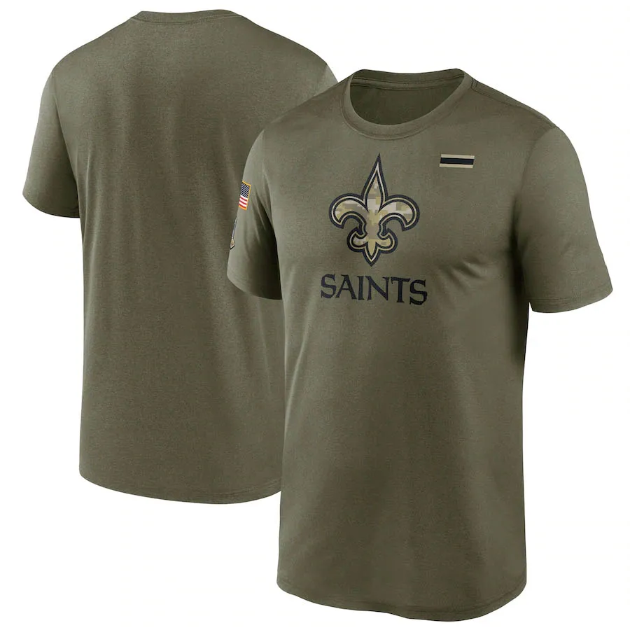 

New Orleans Men for T Shirt Saints 2021 Salute To Service Legend Performance Short sleeve sports Casual Oversized T-Shirt Olive