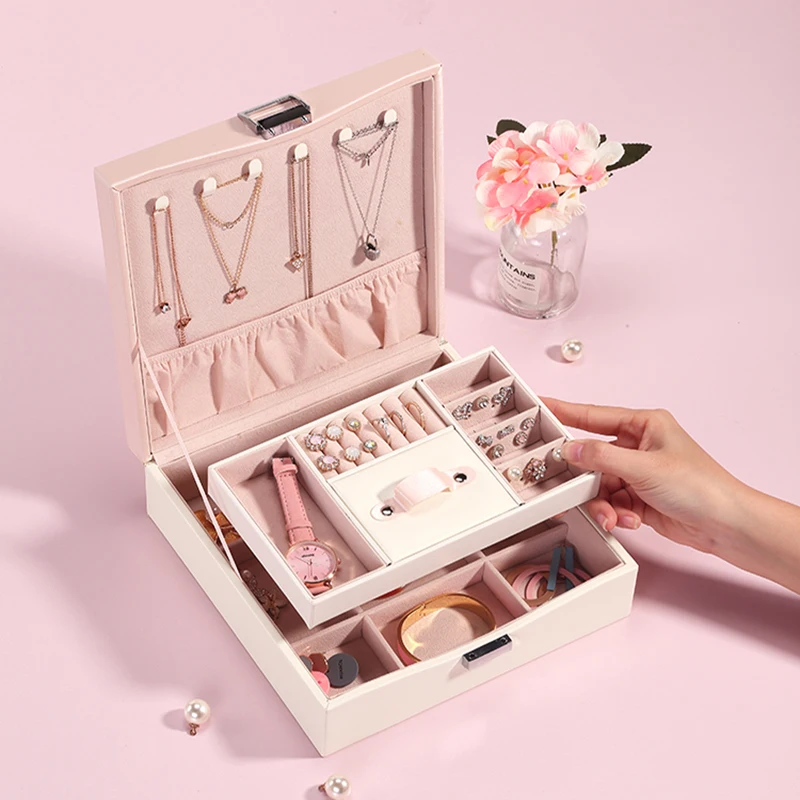 Casegrace модная кожаная шкатулка для ювелирных изделий большой органайзер чехол