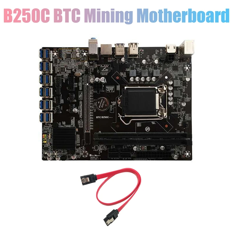

B250C BTC Mining Motherboard 12XPCIE to USB3.0 Graphics Card Slot LGA1151 Supports DDR4 DIMM RAM Computer Motherboard
