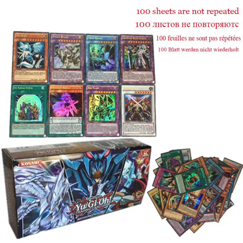 100 шт./компл. игра король игра Карта Классическая игра Yu Gi Oh игра английская карта коллекция карта с флеш-картой и Аниме Коллекция - Цвет: 100pcs