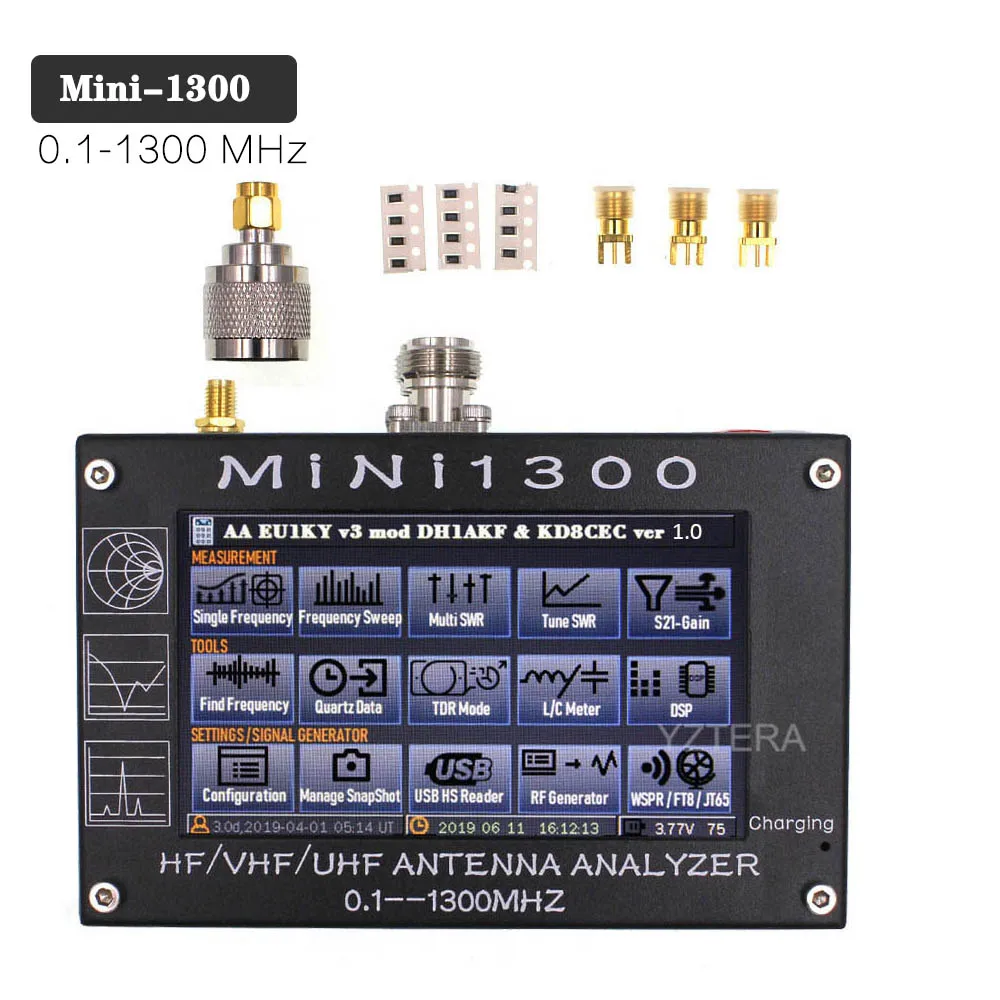 Mini1300 4 3 &quotLCD 0 1 1300MHz HF/VHF/UHF ANT SWR антенна анализатор Измеритель Тестер сетевые