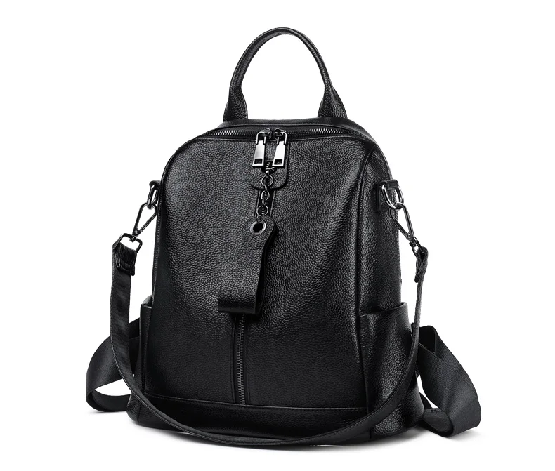 AODUX Classic 100% Genuine Cow Leather Black Hardware Women's Backpacks Lady Girl First Layer Cowhide Female School Book Bags | Багаж и