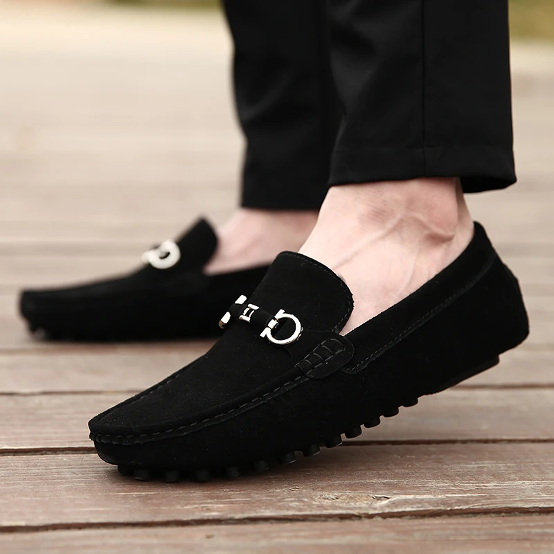 

Leather Fleece Shoes Peas Shoes Soft Leather Driving Business Men's Loafers Elegant Comfortable Cotton Warm Loafer Shoes for Men