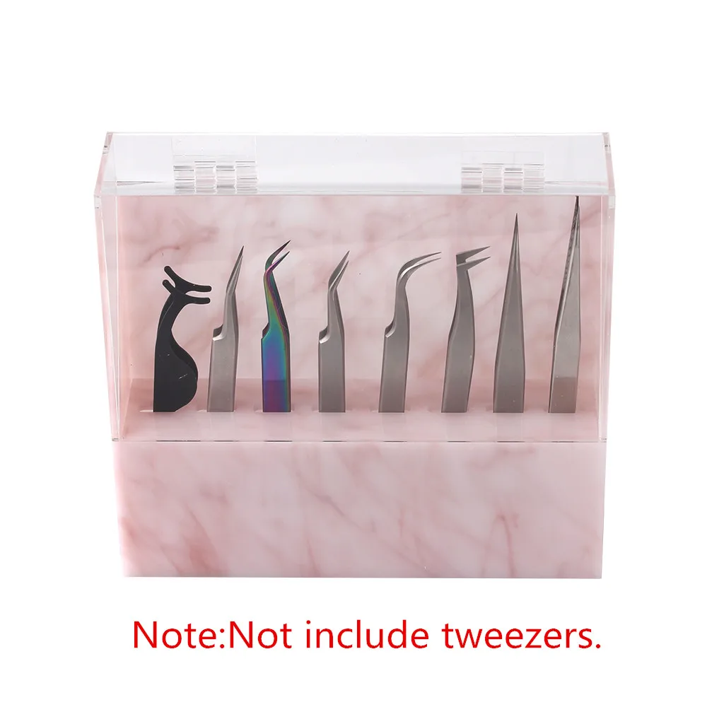 NEWCOME 8 Holes Tweezers Storage Box with Cover Eyelash Tweezer Brush Holder Acrylic Convenient Organizer Rank for Makeup Tool | Красота и