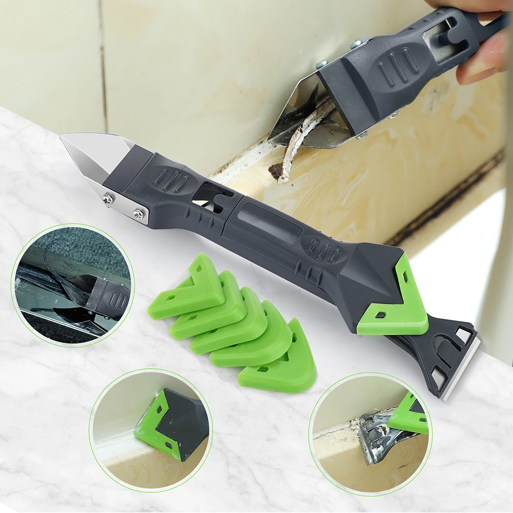 

5 In 1 Silicone Remover Caulk Finisher Sealant Smooth Scraper Grout Kit Tools Scraper Remover Plastic Hand Tools Set Accessories