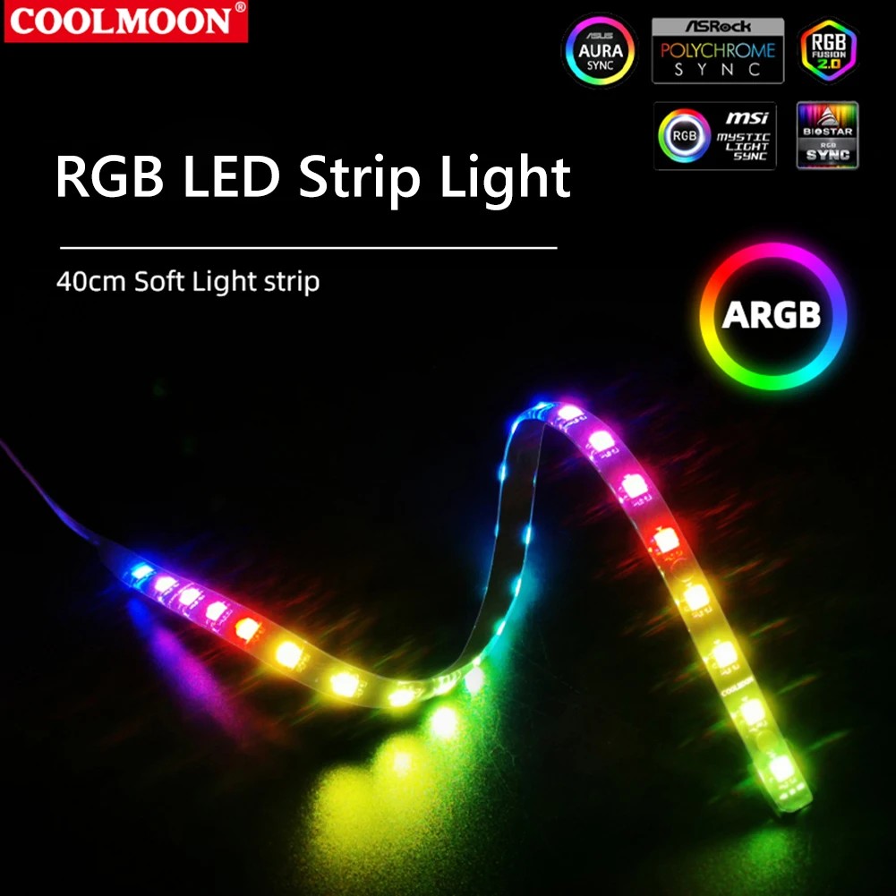 Coolmoon PC RGB светодиодная лента для материнской платы с 4-контактным RGB/5В угловой