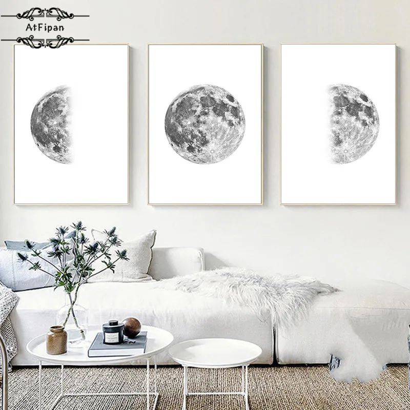 Минималистичный плакат Луны ночного неба галактики планеты цитаты Холст