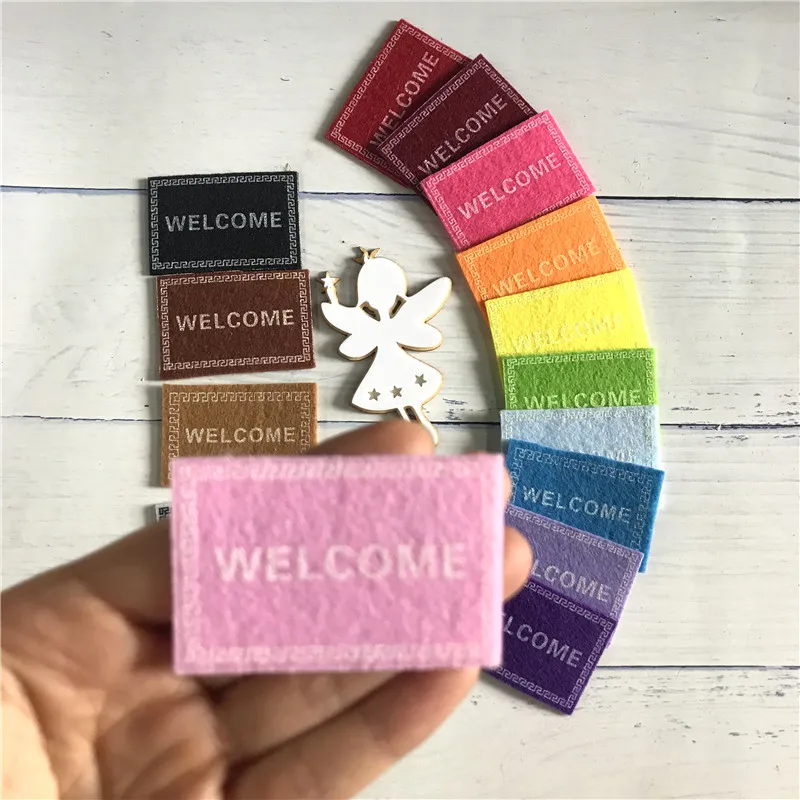 

9 Colors Hand Made Fairy door Welcome mat great gift for Kid miniature Pretended Play Magic tooth fairy door Accessory 4cm*6cm