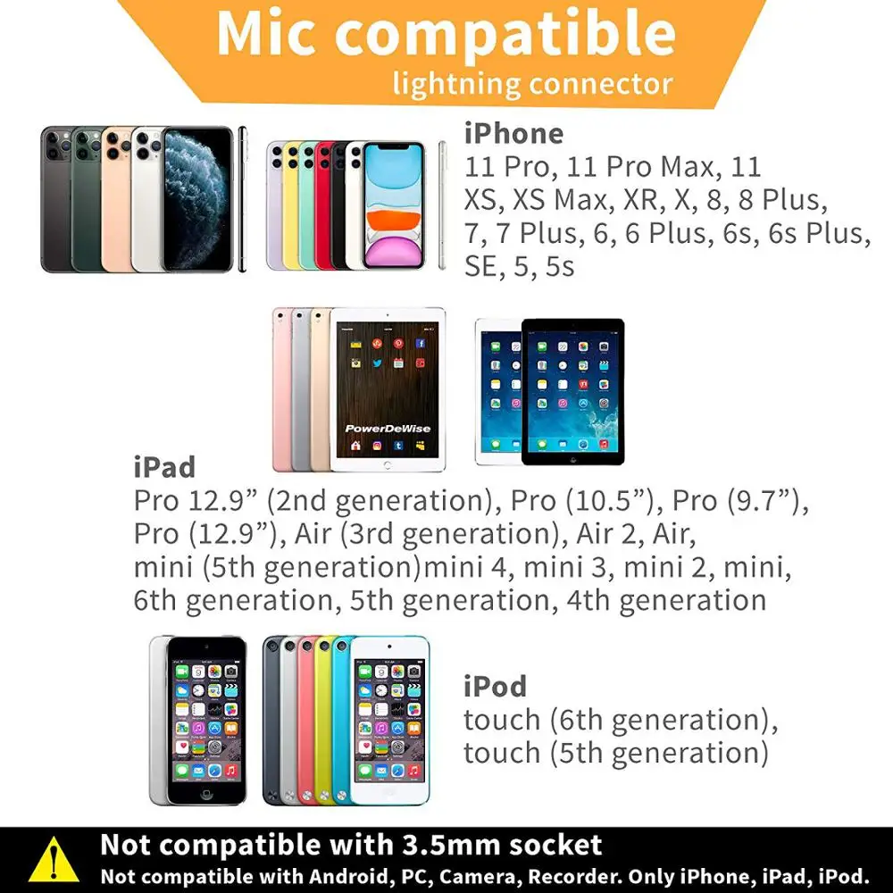 YC-VM40 микрофон конденсаторный для iPhone X Xr Xs max 8 8plus 7 7plus 6 6s 6plus 5 | Электроника