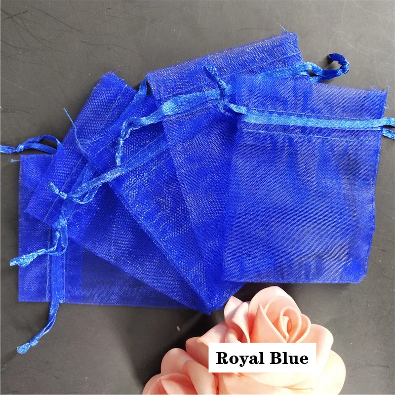 Royal blue 100 шт./лот 5*7 см, 7*9 см, 9x12 см Сумка из органзы Рождественский свадебный подарочный пакет конфеты упаковка ювелирных изделий Упаковка Сумки Подарочные пакеты 6Z - Цвет: Royal blue