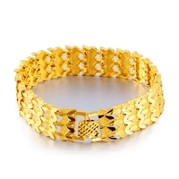 15mm wide wristband bracelet yellow gold filled classic mens fashion bracselet chain 7 87 long dropshipping