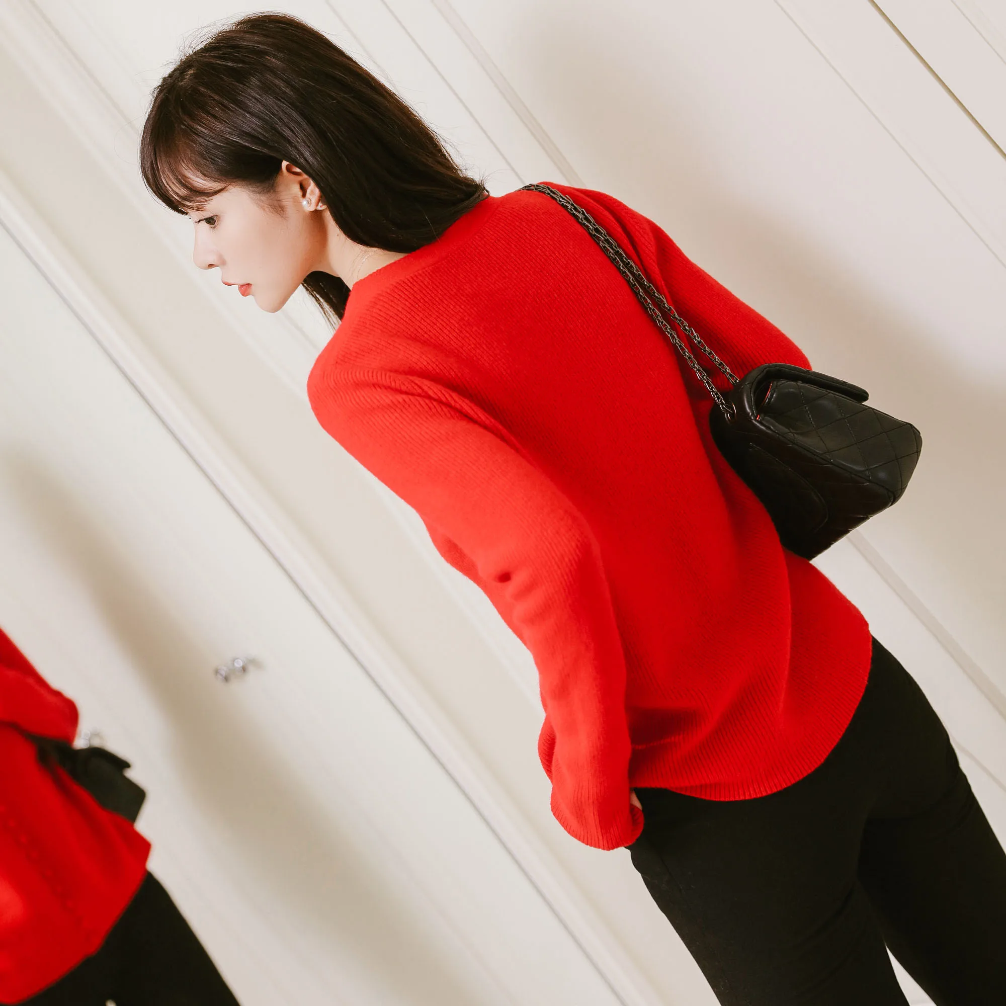 Женский кашемировый свитер ALKMENE тонкий с v-образным вырезом вечерние свободные