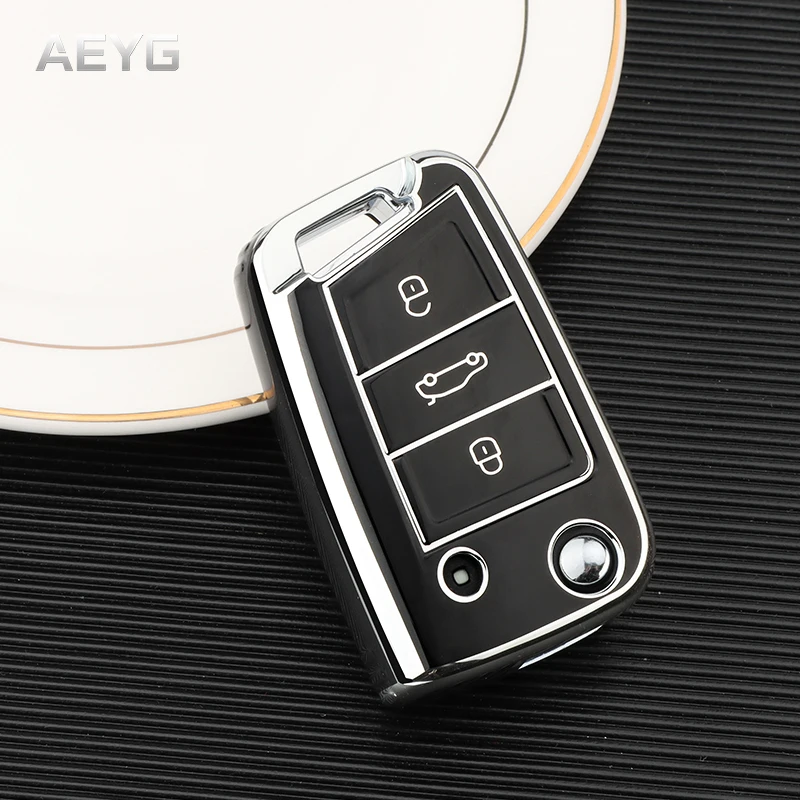 

Модный чехол для автомобильного ключа из ТПУ, полный чехол для VW Volkswagen Golf 7 MK7 Tiguan MK2 для SEAT Ateca Leon FR 2 Ibiza для Skoda Octavia