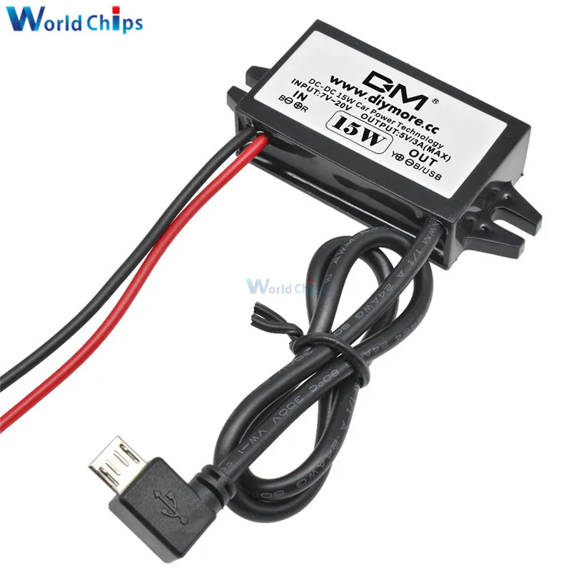 DC от 12 В до 5 пост 3A конвертер для ступенчатого понижения Питание модуль Micro USB DC/DC