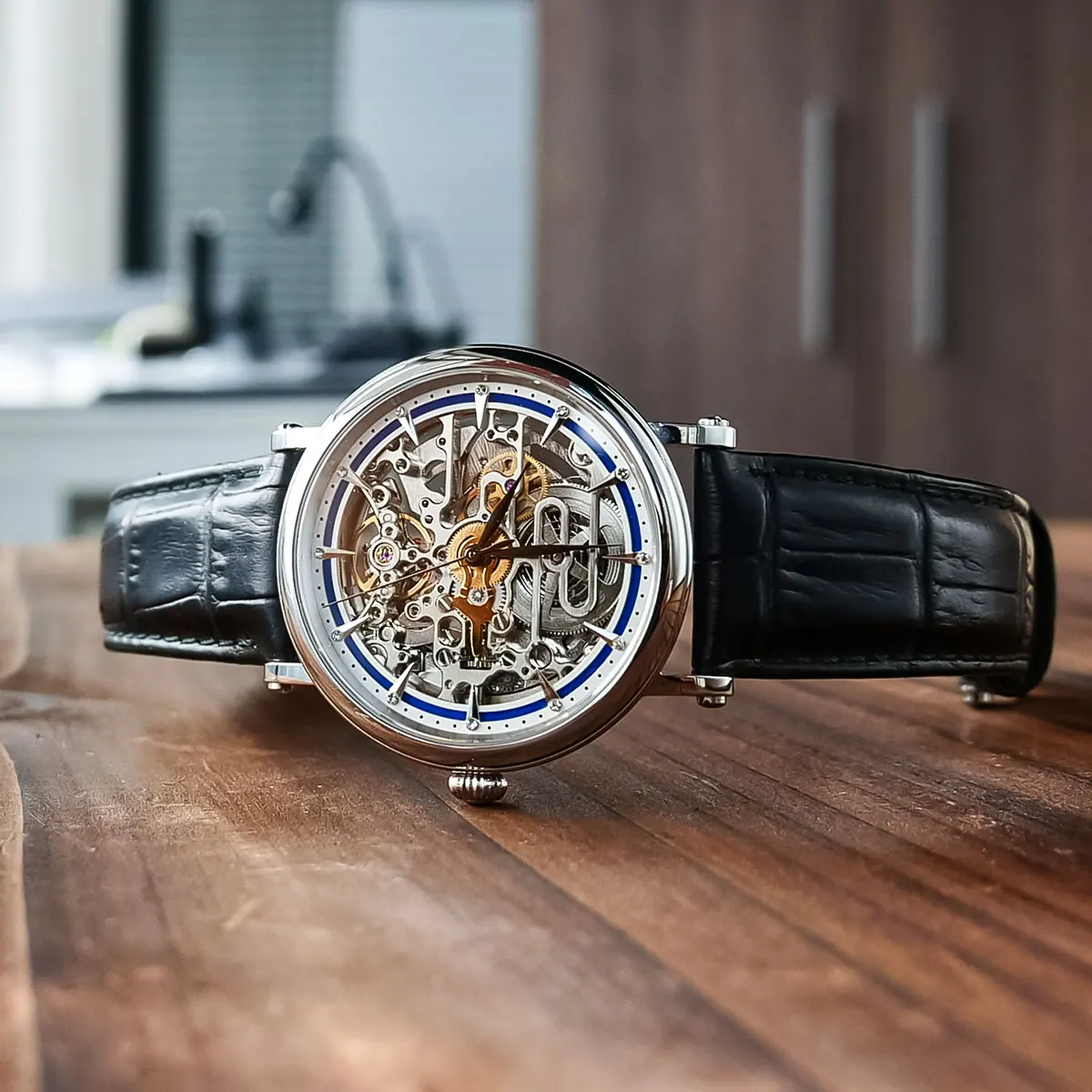 Часы Reef Tiger/RT деловые винтажные мужские автоматические часы с кожаным ремешком