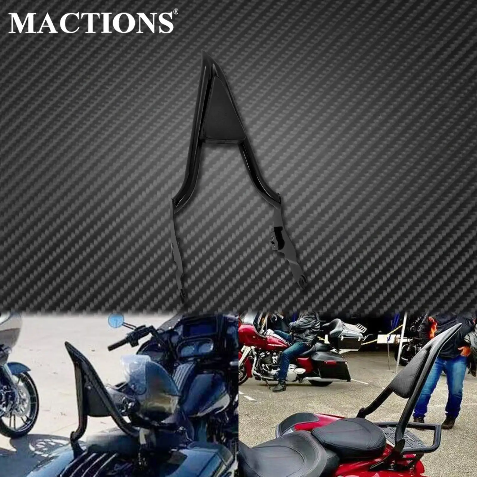 Мотоцикл Съемная пассажирская спинка Sissy бар черный для Harley Touring Street Road Glide King Ultra