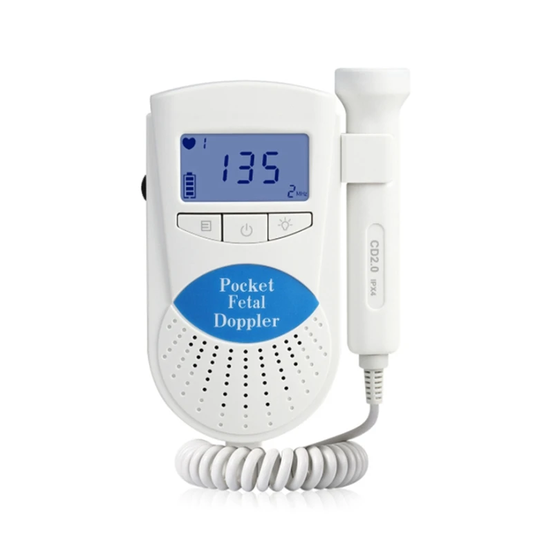 Monitor de Batimento Cardíaco do Bebê Fetal Doppler Ultra-som Detector Led Digital Bolso Pré-natal Fd-100 Som