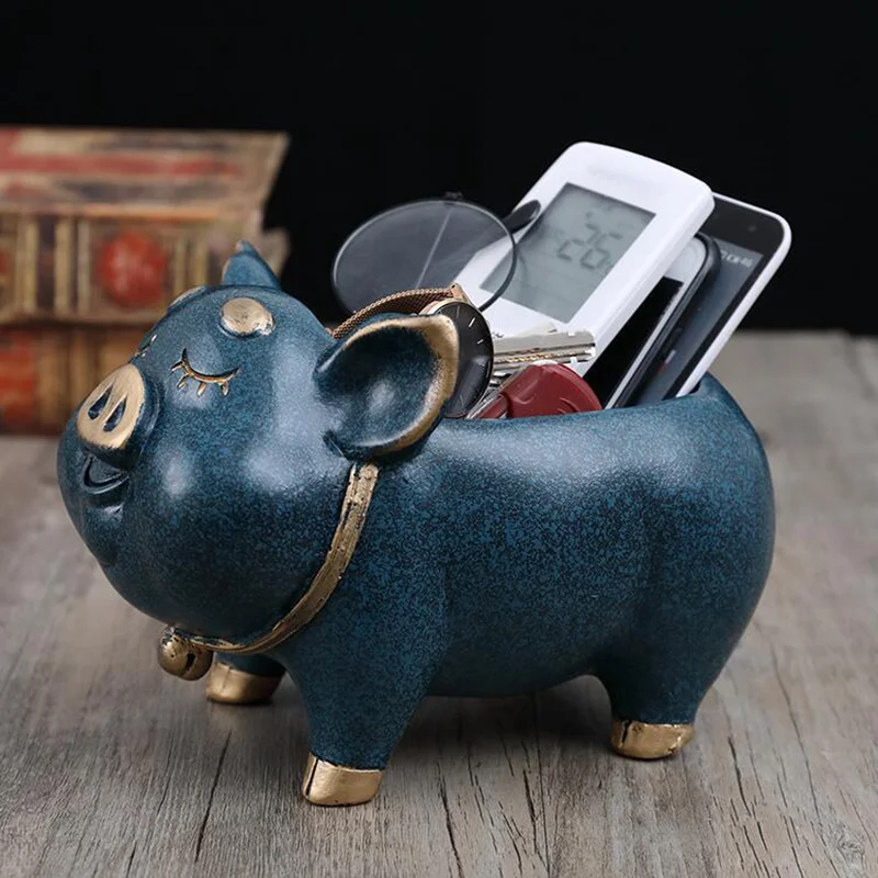 

Hot Pig Shape Remote Control Organizer Caddy Desktop Supplies Storage Box Ornament for Household D6