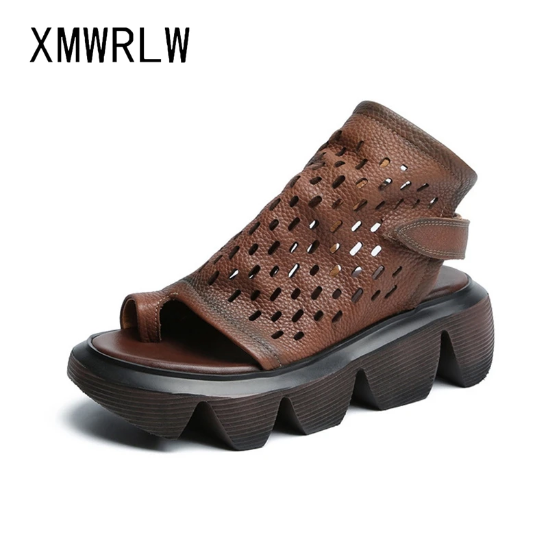 Сандалии XMWRLW женские из натуральной кожи босоножки ручной работы в ретро стиле