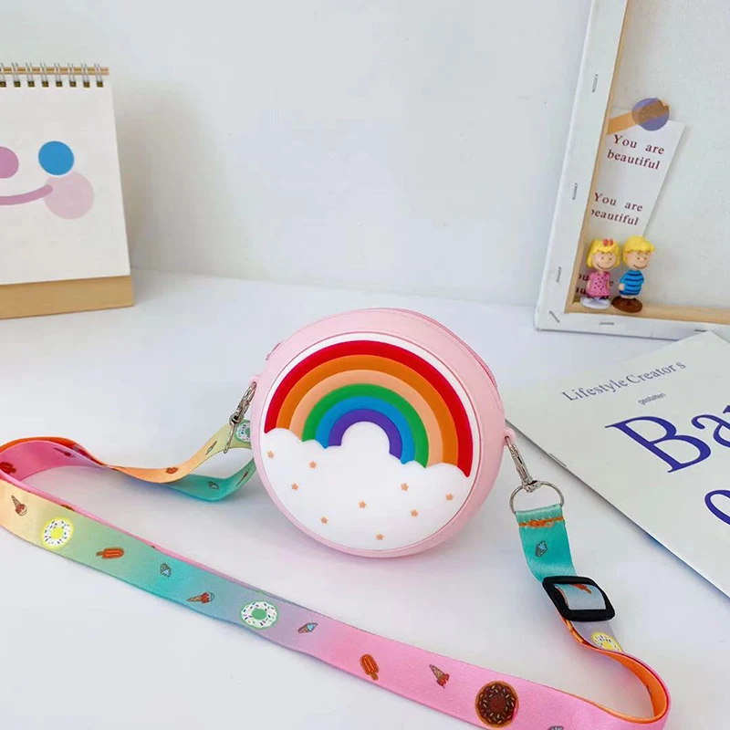 2021 New Fashion Girls Cute Colorful Clear Lovely Silicone Gift Doughnut Crossbody Designers Mini Kids Purses And Handbags