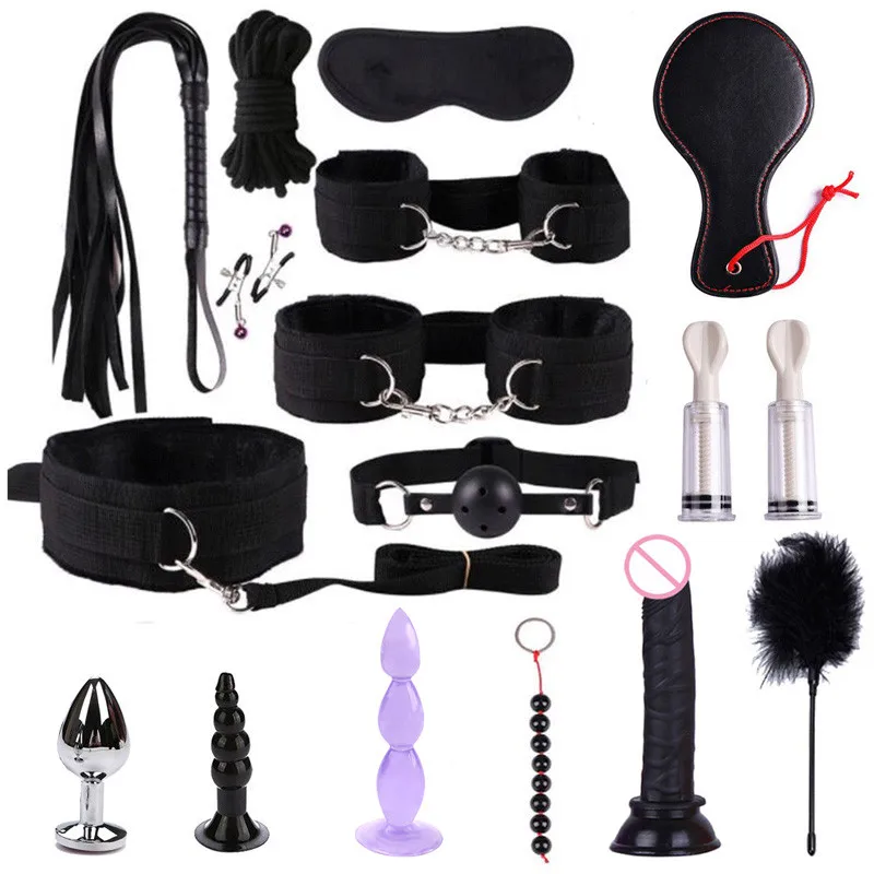 25 шт./компл. БДСМ игры для взрослых набор бондажа эротические наручники зажимы