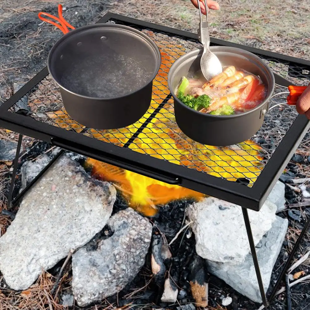 Портативный складной стол для барбекю костер тяжелый стальной гриль отдыха на