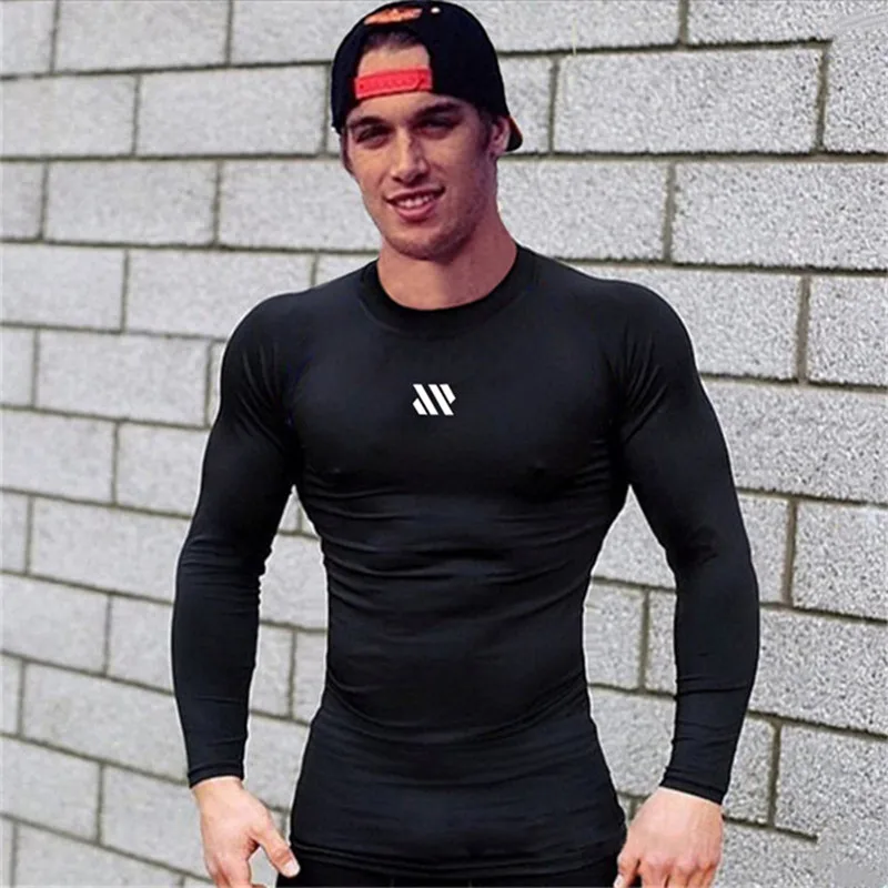 

2020 New Sport Shirt Men Fitness Running T Shirts Long Sleeve Sport Top Elastic Sportswear Gym Bodybuilding Training T-shirt men