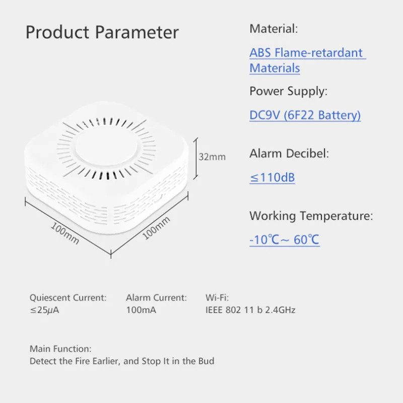 

1/2/3/4/5PCS Tuya Smart Home Portable Smoke Detector Home Safe Security Wifi Smoke Detectors Fire Protection Smoke Alarm Sensor