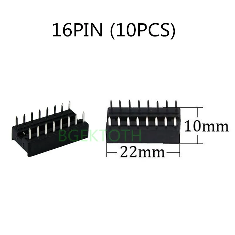 

2.54mm Pitch Dual Row DIP IC Sockets Solder Type Adaptor 16 PIN Electronic Components Socket Adapter Connector